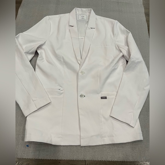 [S]Figs Classic Men Harlem White Slim Short Lab Coat Jacket - Picture 3 of 16